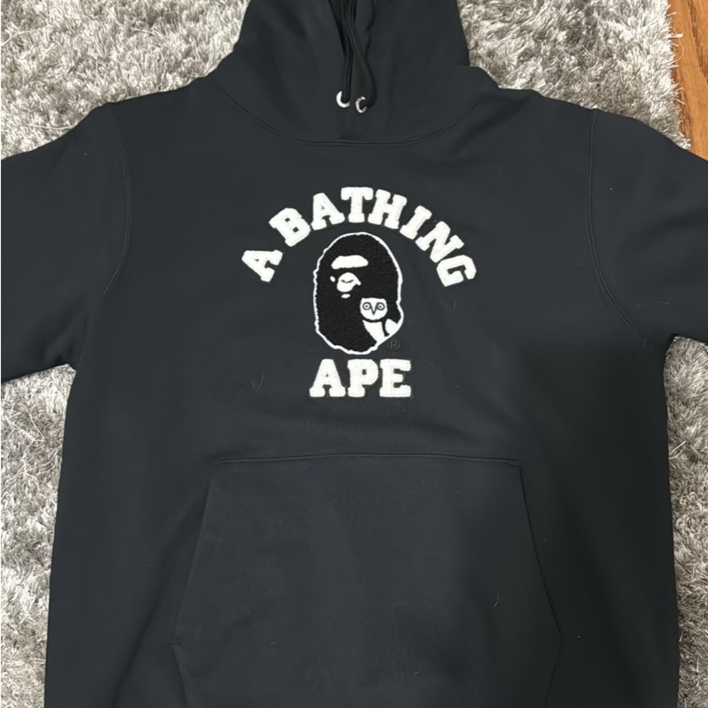 Bape Black Hoodie with White Logo
